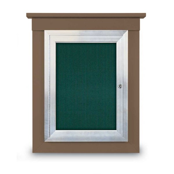 72"x36" 3-Door Enclosed Letterboard, Header, Black Vinyl/Walnut